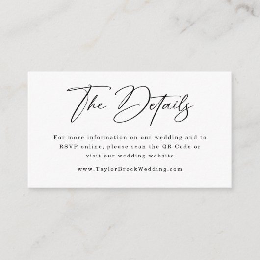 Huwelijkswebsite | QR Code Bruiloft RSVP Informatiekaartje (Voorkant)