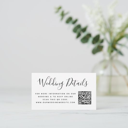 Huwelijkswebsite | QR Code Minimale RSVP Eenvoudig Informatiekaartje (Staand voorkant)