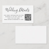 Huwelijkswebsite | QR Code Minimale RSVP Eenvoudig Informatiekaartje (Voorkant / Achterkant)