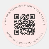 Huwelijkswebsite QR detailsinformatie rsvp roos Ronde Sticker (Voorkant)