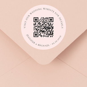 Huwelijkswebsite QR detailsinformatie rsvp roos Ronde Sticker