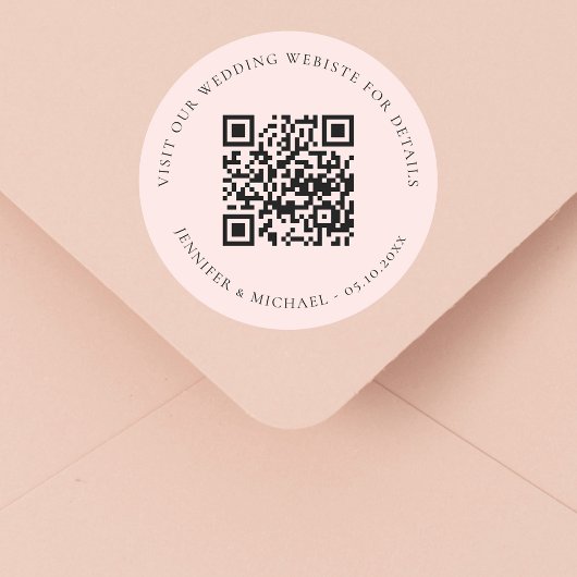 Huwelijkswebsite QR detailsinformatie rsvp roos Ronde Sticker