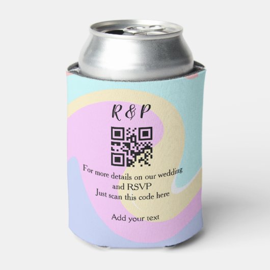 Huwelijkswebsite rsvp q-code Voeg naamtekst toe Blikjeskoeler (Blikje Voorkant)
