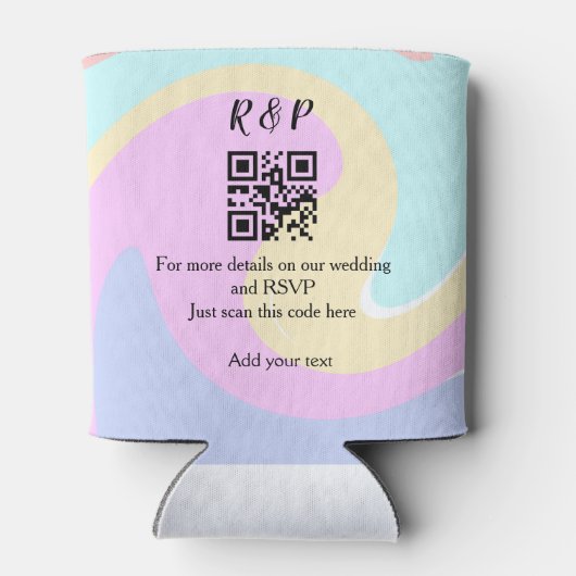 Huwelijkswebsite rsvp q-code Voeg naamtekst toe Blikjeskoeler (Achterkant)