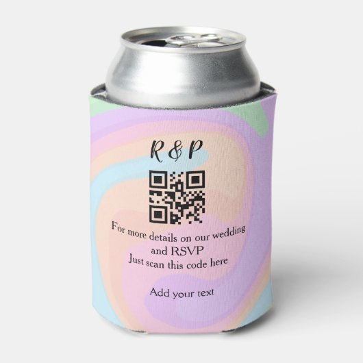 Huwelijkswebsite rsvp q-code Voeg naamtekst toe Blikjeskoeler (Blikje Voorkant)