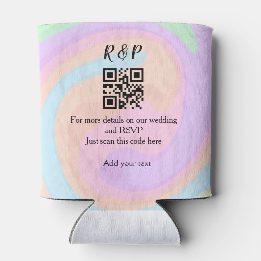 Huwelijkswebsite rsvp q-code Voeg naamtekst toe Blikjeskoeler (Achterkant)