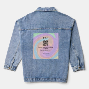 Huwelijkswebsite rsvp q-code Voeg naamtekst toe Denim Jacket