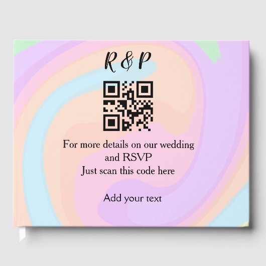 Huwelijkswebsite rsvp q-code Voeg naamtekst toe Gastenboek (Voorkant)