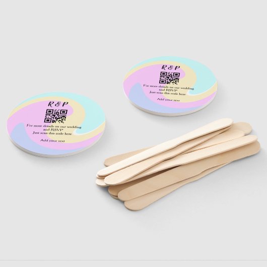 Huwelijkswebsite rsvp q-code Voeg naamtekst toe Handwaaier (Niet-gemonteerd)