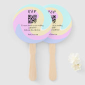 Huwelijkswebsite rsvp q-code Voeg naamtekst toe Handwaaier (Voorkant en achterkant)