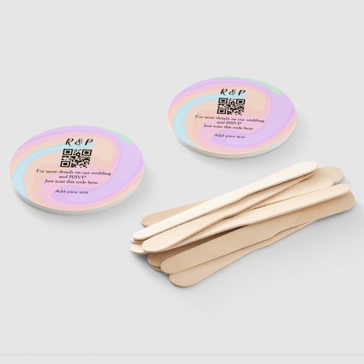 Huwelijkswebsite rsvp q-code Voeg naamtekst toe Handwaaier (Niet-gemonteerd)