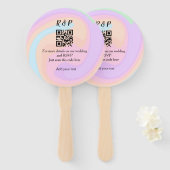 Huwelijkswebsite rsvp q-code Voeg naamtekst toe Handwaaier (Voorkant en achterkant)