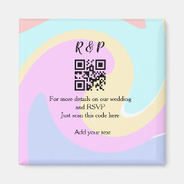Huwelijkswebsite rsvp q-code Voeg naamtekst toe Magneet