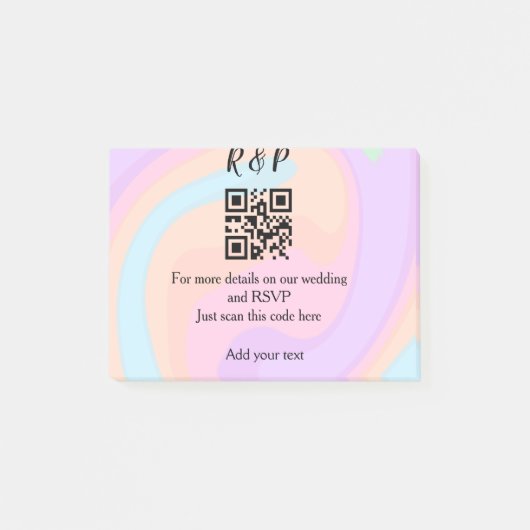 Huwelijkswebsite rsvp q-code Voeg naamtekst toe Post-it® Notes (Voorkant)