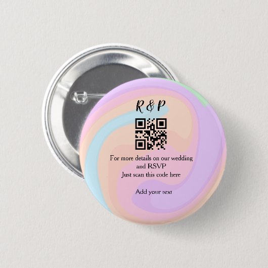 Huwelijkswebsite rsvp q-code Voeg naamtekst toe Ronde Button 5,7 Cm (Voorkant /achterkant)