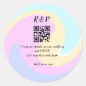 Huwelijkswebsite rsvp q-code Voeg naamtekst toe Ronde Sticker (Voorkant)