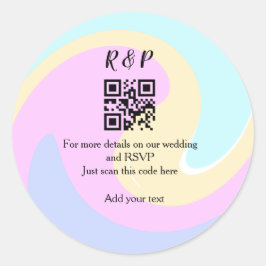 Huwelijkswebsite rsvp q-code Voeg naamtekst toe Ronde Sticker