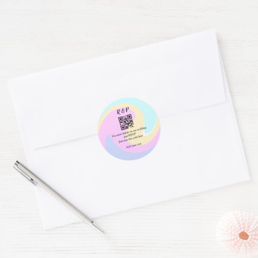 Huwelijkswebsite rsvp q-code Voeg naamtekst toe Ronde Sticker (Envelop)