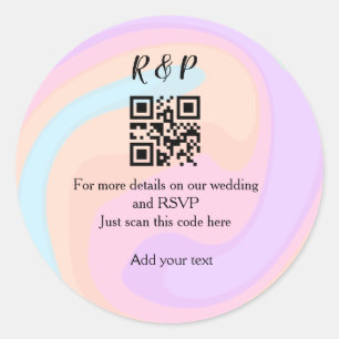 Huwelijkswebsite rsvp q-code Voeg naamtekst toe Ronde Sticker