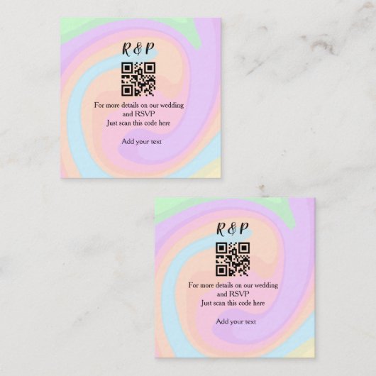 Huwelijkswebsite rsvp q-code Voeg naamtekst toe Vierkante Visitekaartje (Voorkant / Achterkant)