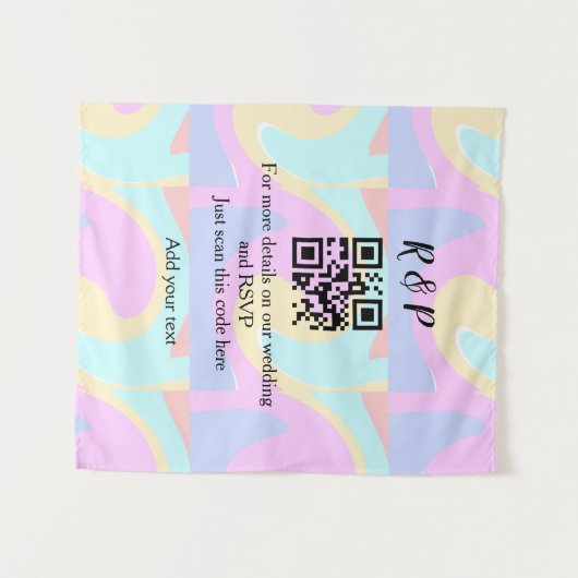 Huwelijkswebsite rsvp q-code Voeg naamtekst toe Wandkleed (Voorkant (horizontaal))