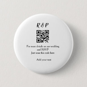 Huwelijkswebsite RSVP q r code naam tekst toevoege Ronde Button 5,7 Cm