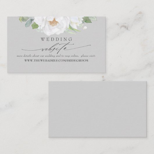 Huwelijkswebsite White Flowers Visitekaartje (Voorkant / Achterkant)