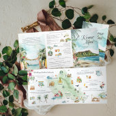 huwelijksweekend | Oahu, Hawaï Drieluik Uitnodiging