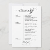 Huwelijksweekend Welkom Itinerarium Chic Script Kaart (Achterkant)