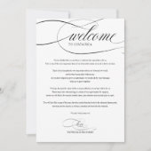 Huwelijksweekend Welkom Itinerarium Zwarte Script Kaart (Voorkant)