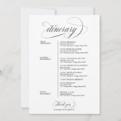 Huwelijksweekend Welkom Itinerarium Zwarte Script Kaart (Achterkant)