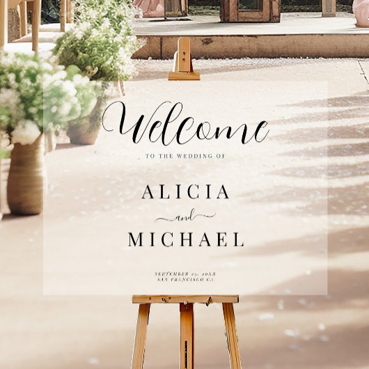 Huwelijkswelkom elegant eenvoudig script acryl tek bord