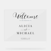 Huwelijkswelkom elegant eenvoudig script acryl tek bord (Voorkant)