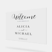 Huwelijkswelkom elegant eenvoudig script acryl tek bord (Hoek)