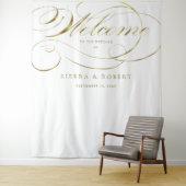 Huwelijkswelkom Elegant Faux Gold Foil Script Wandkleed (In situ)