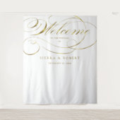 Huwelijkswelkom Elegant Faux Gold Foil Script Wandkleed (Voorkant)