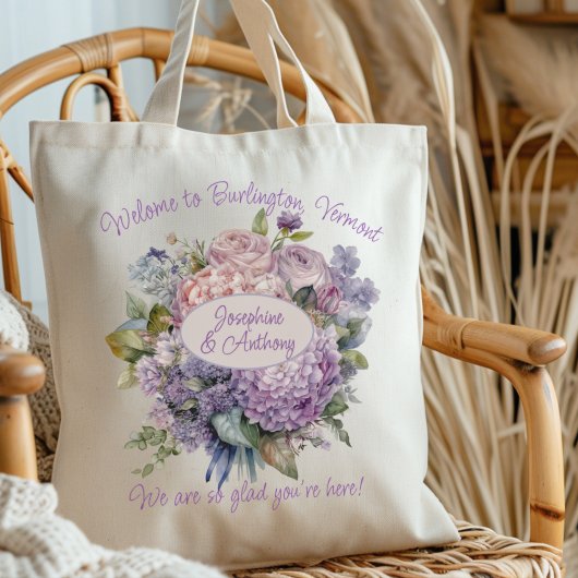 Huwelijkswelkom Lavendel Boeket gepersonaliseerd Tote Bag