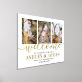 Huwelijkswelkom Modern Script 3 Photo Collage Folie Afdrukken (Laagn)