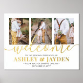 Huwelijkswelkom Modern Script 3 Photo Collage Folie Afdrukken (Voorkant)