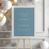 Huwelijkswelkom Trendy Script Dusty Blue Poster