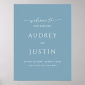 Huwelijkswelkom Trendy Script Dusty Blue Poster (Voorkant)