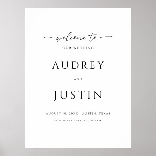 Huwelijkswelkom Trendy Script Eenvoudig ontwerp Poster (Voorkant)