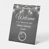 Huwelijkswelkom Zwart Krijtbord Reclamebord Met Voetstuk (Voorkant)