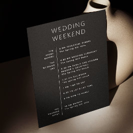 Huwelijkswelkom. Zwarte weekendagenda-tijdlijn Kaart