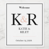 Huwelijkswijn Monogram Label Sticker v4 (Enkel label)