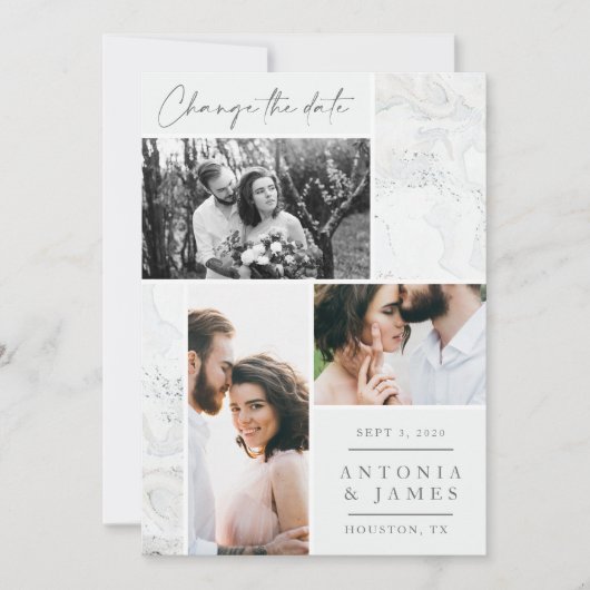 huwelijkswijziging van marmer save the date (Voorkant)