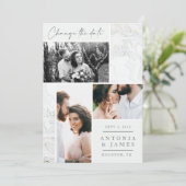 huwelijkswijziging van marmer save the date (Staand voorkant)
