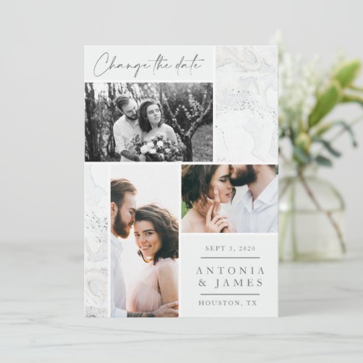 huwelijkswijziging van marmer save the date (Staand voorkant)