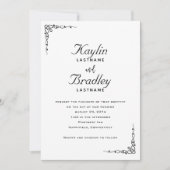 Huwelijkswitte minimalistische hoeken verfraaid kaart (Voorkant)
