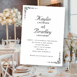 Huwelijkswitte minimalistische hoeken verfraaid kaart